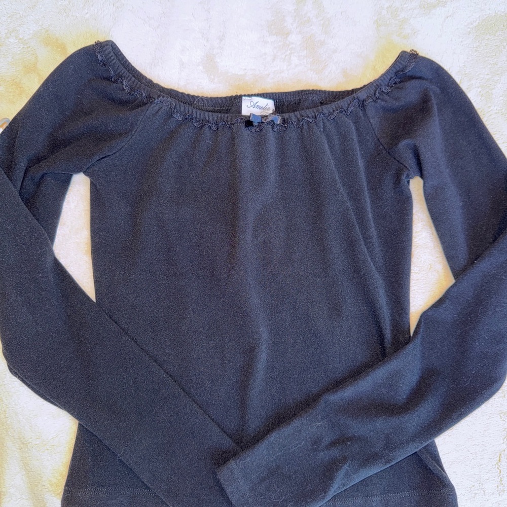 Amelie Teje Black Off-Shoulder Long Sleeve Top